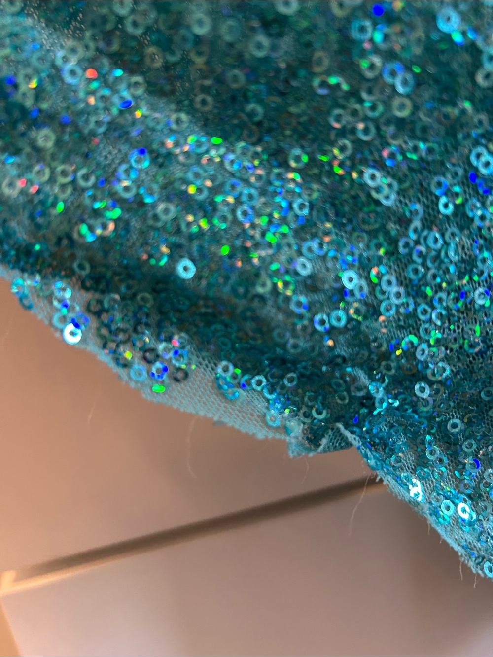 Teal Sequin Dance Costume with Bow - Size ISC - Picture 12 of 14